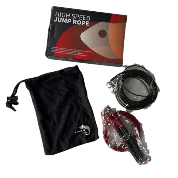 New Aluminum Steel PVC TPU Kamileo High Speed Red Jump Rope - Picture 6 of 10